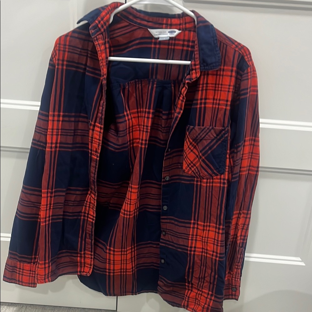 Old Navy Red and Blue Plaid Button Down Shirt